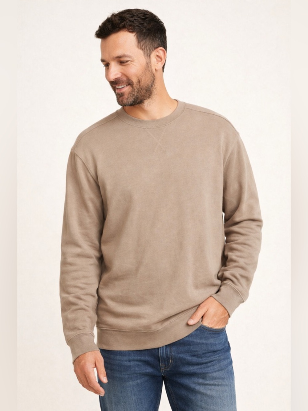 Duluth Trading Co. Men's Crewneck Sweatshirt in Taupe Cotton Blend Sz Large